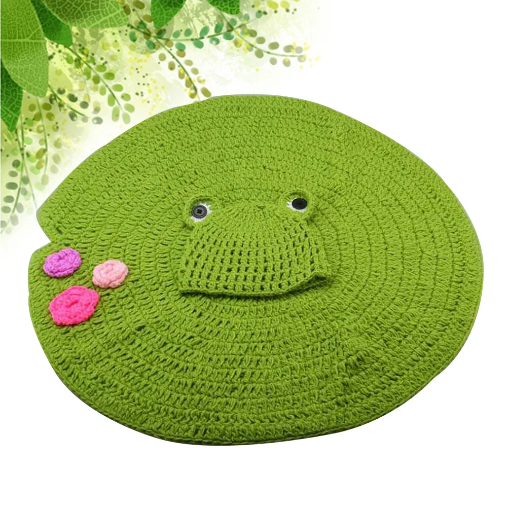 Frog Hat Set Crochet Baby Beanie Blanket Unisex Newborn Photography Prop Cartoon Costume Infant Gift For Baby Shower