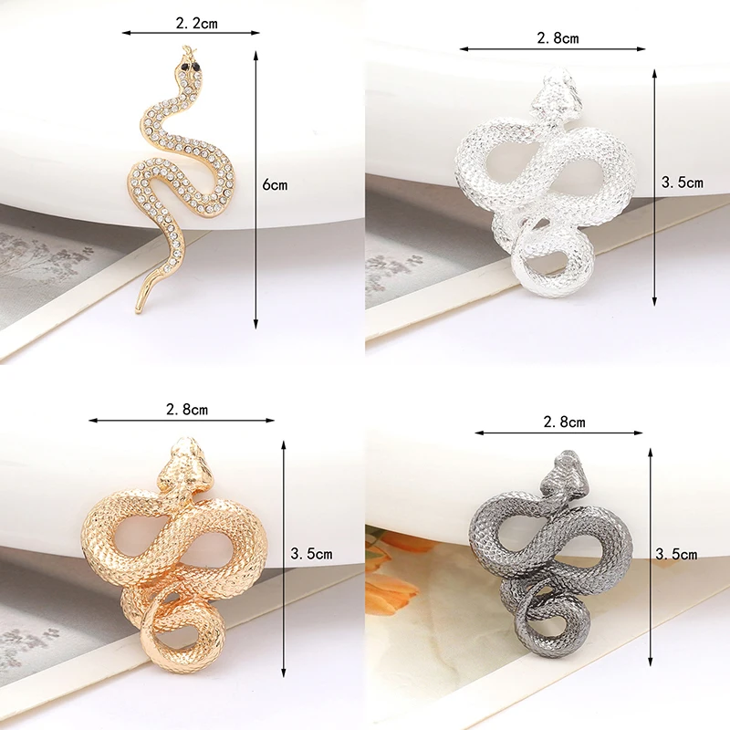 Accesorios de joyería de serpiente únicos para mujeres y hombres, joyería de animales de serpiente con diamantes de imitación a la moda, accesorios personalizados exagerados, 1 ud.