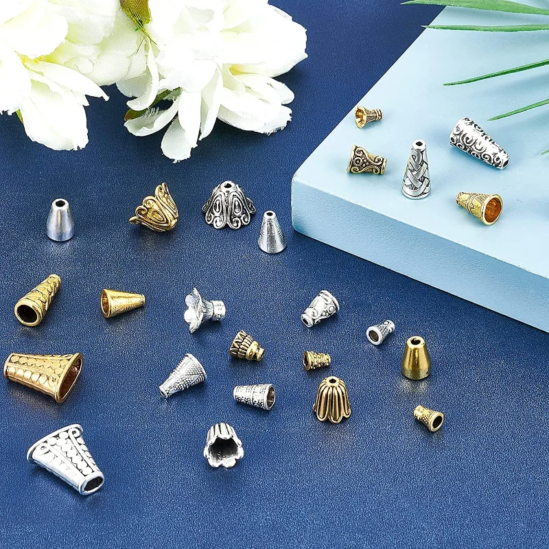 10-100PC Alloy Tassel Ends Cap Bead Cone Spacer Bead Caps Cover Thread Ends for Earring Necklace Jewellry DIY Craft Making