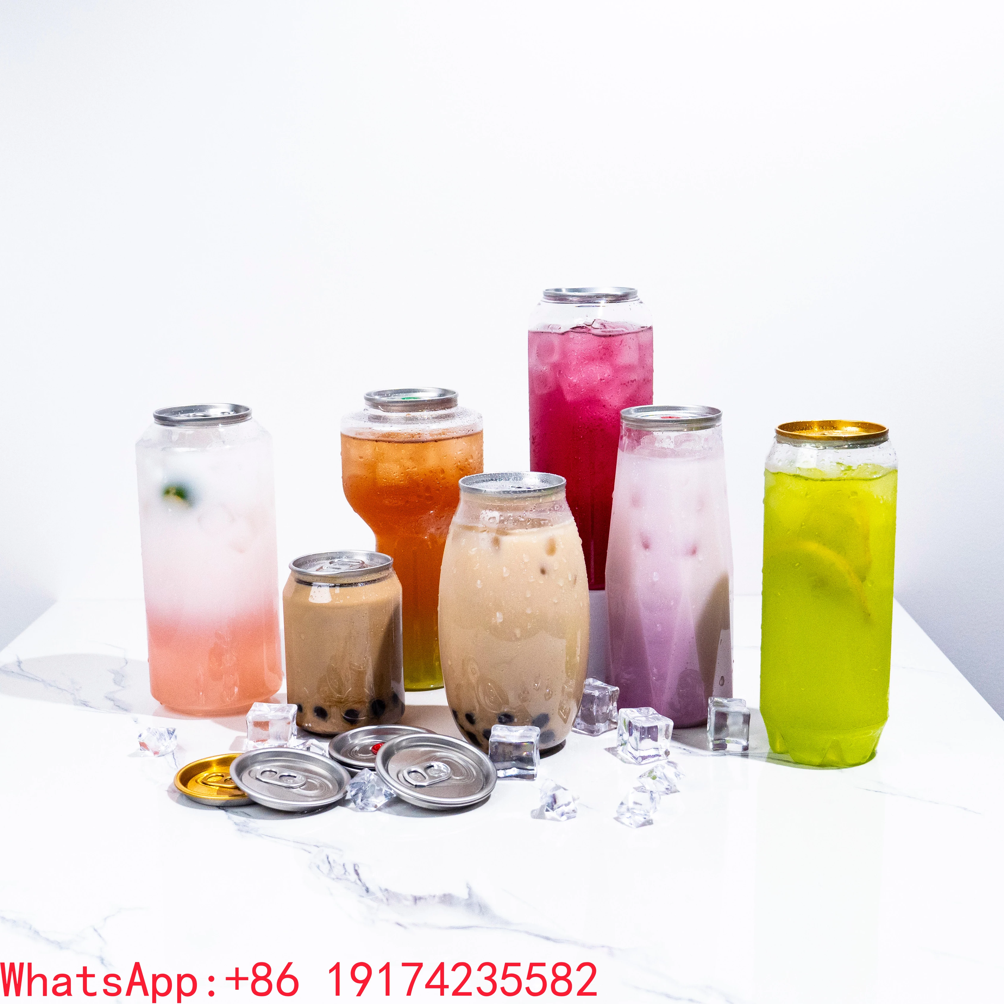 

8.5oz 17oz 15.6oz 20.5oz PET Plastic Can Plastic Bottle Juice Plastic Jar Bubble Tea Milk Beverage Custom Printing Logo With Lid