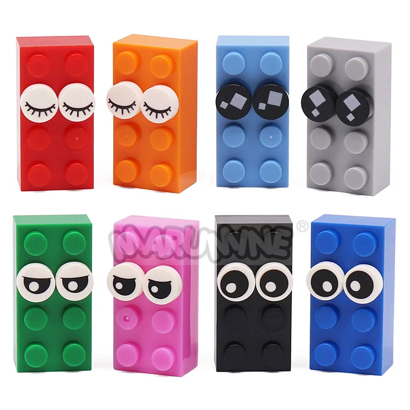 Marumine الكرتون عيون MOC الطوب نموذج الملحقات 1x1 بلاط مستدير التعبير العاطفي متوافق 98138 أجزاء اللبنات