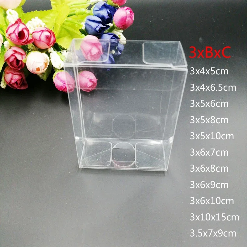 

100pcs 3xBxC Rectangle Clear PVC Plastic Box Transparent Gift Box Packaging Candy Wedding Christmas Gift Boxes for Storage Boxes