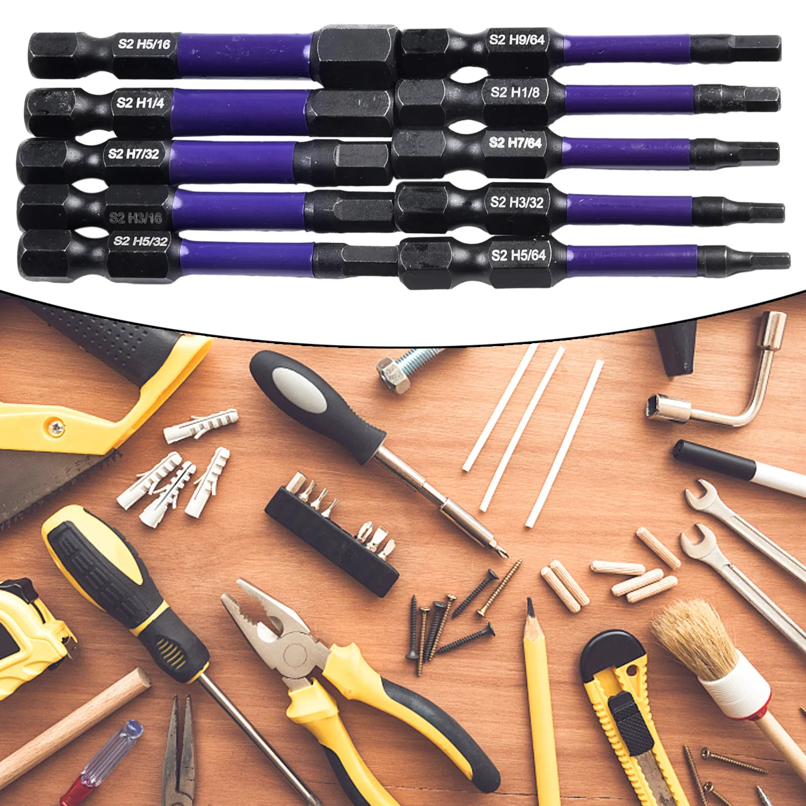 10Pcs Magnetic Hex Head Screwdriver Bit Set 1/4 Shank Screwdriver Bit Imperial 5/64 3/32 7/64  1/8 9/64 5/32 3/16 7/32 1/4 Power