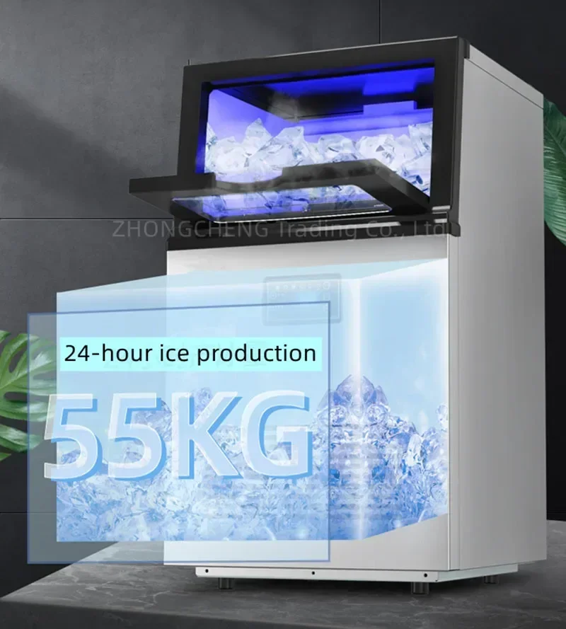 Льдогенератор коммерческий молочный чай большой 75/100 кг большой емкости небольшой автоматический кубический льдогенератор