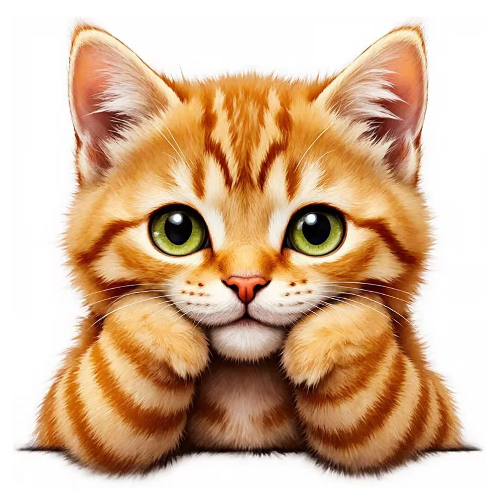 Cute Orange Tabby Kitten Self-Adhesive Vinyl Decal, Used for Car Windows, Bumper, Laptops, Waterproof Exterior Car Accessories