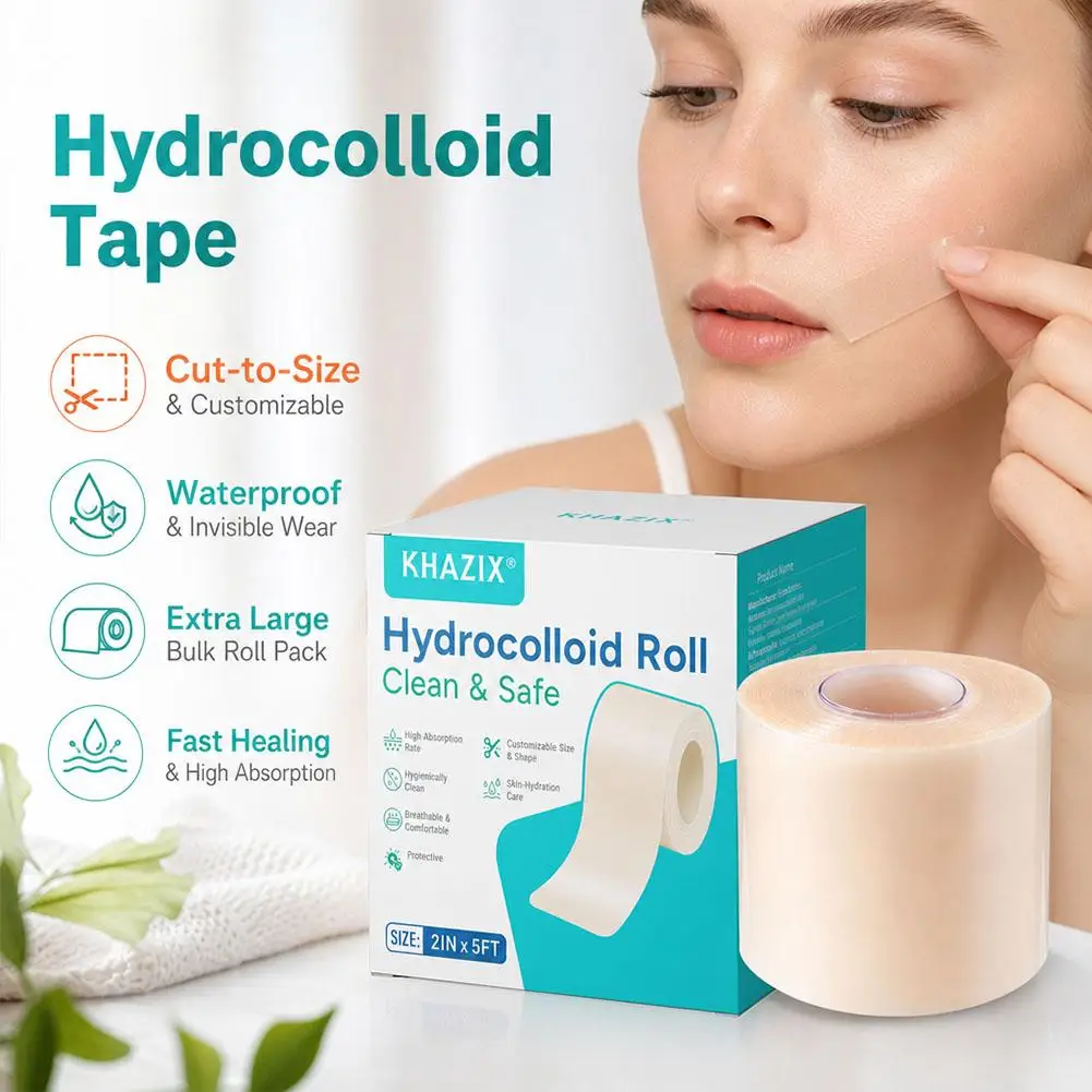 1roll Hydrocolloid Acne Patch Roll DIY Cut-to-Size Pimple Cover Sticker, Ultra Thin Waterproof Blemish Tape for Face