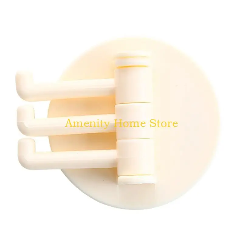 F26C 3 Branch Rotating Hook Adhesive Hooks Stick on Wall Hooks Towel Hooks Waterproof Bathroom Hook for Hanging Clothes Hats