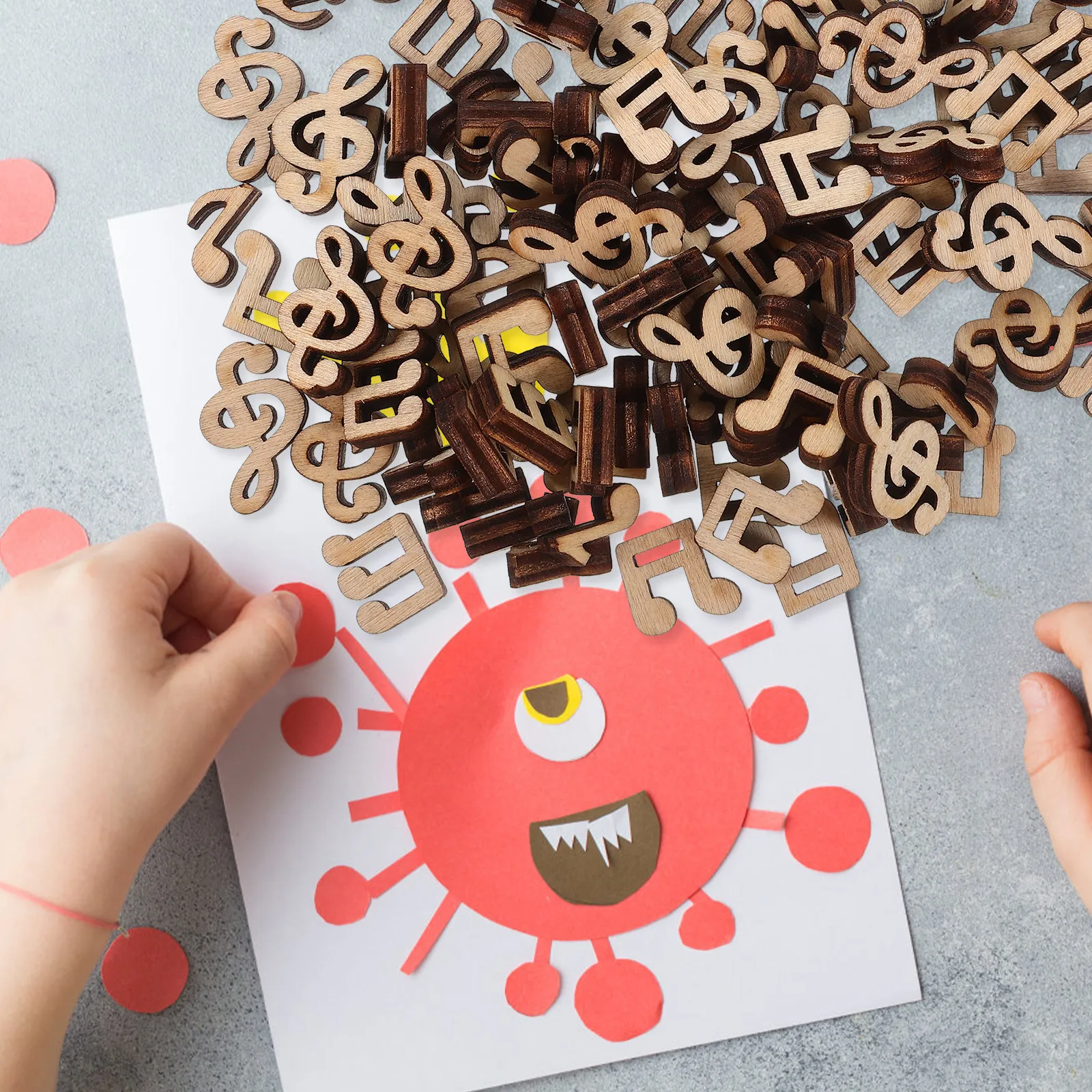 

100 шт. деревянных заготовок в форме музыкальных нот, необработанные деревянные элементы, материал для DIY-поделок, натуральные деревянные вырезки для декоративно-прикладного искусства