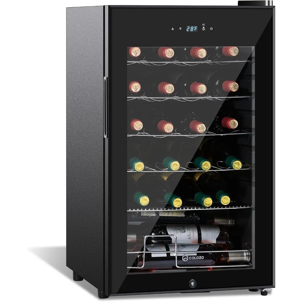 17 Inch Wine Cooler Refrigerator, Freestanding Under Counter Compact Wine Fridge, 24 Bottle Countertop Mini Compressor Cellars