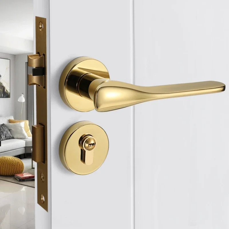 

Silent Lock Body for Home and Indoor Doors Mechanical Light Luxury Zinc Alloy Door Lock Gold