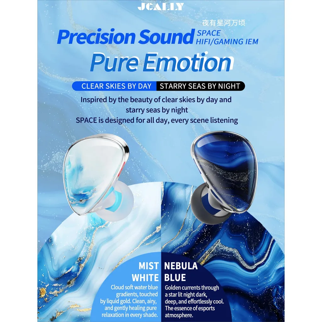 Jcally Space In-Ear Game Earphone With HiFi Wired With Mic 7.1 Virtual Surround Sound Earbuds Headphone