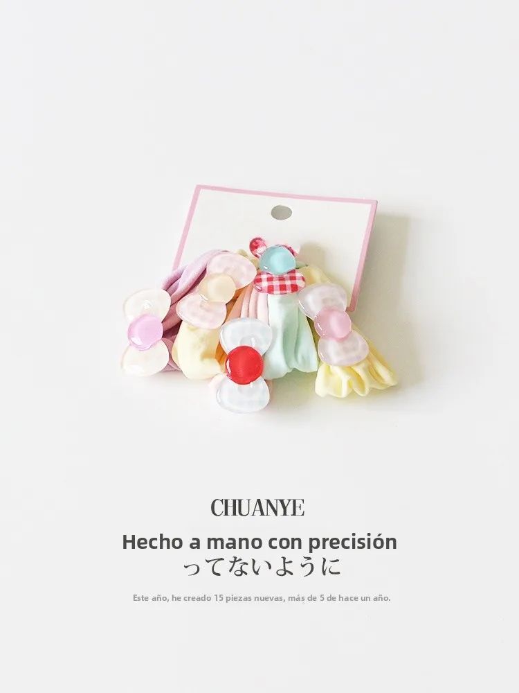 Set de Lazos para el Cabello Kawano Macaron Color Flower, Lindas Bandas de Tela para el Cabello, Accesorios para Cola de Caba...