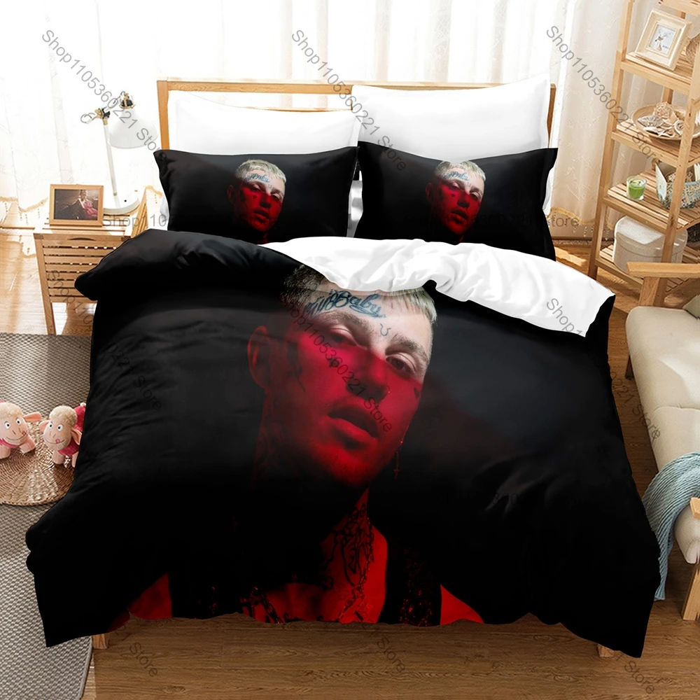 Cool Classic Hit Song Graphic Lil Peep Sad Aesthetic Hip Hop Bedding Set Duvet Cover With 2 Pillowcases Grunge Teen Bedroom Deco
