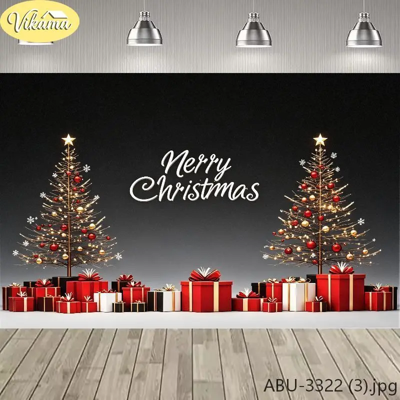 VIKAMA Photography Background Christmas Black Gradient Merry Christmas Photo Backdrop Family Party Birthday Festival Home Decor