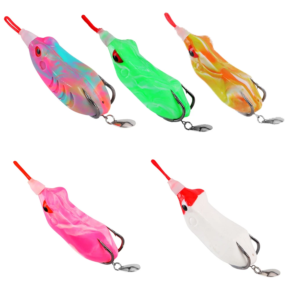 Double Propeller Frog Soft Baits Lure Topwater Ray Frog Artificial Baits, Ideal for Small and Medium Snakehead Fishing