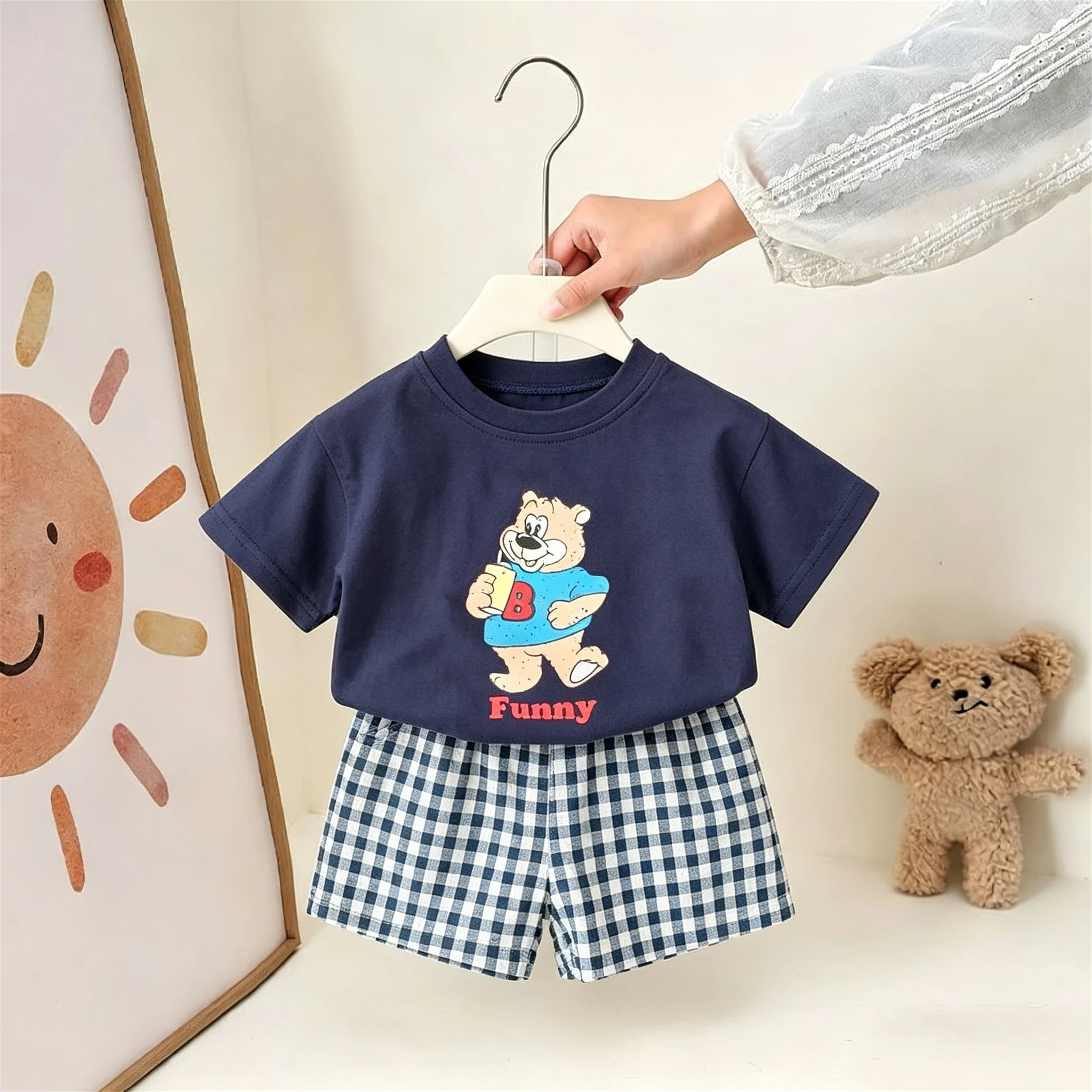 Cartoon Bear T-shirt + Shorts Boys Set Summer Clothing Fashion Popular Short Sleeve Suit Kids Casual Tracksuits Children's Sets