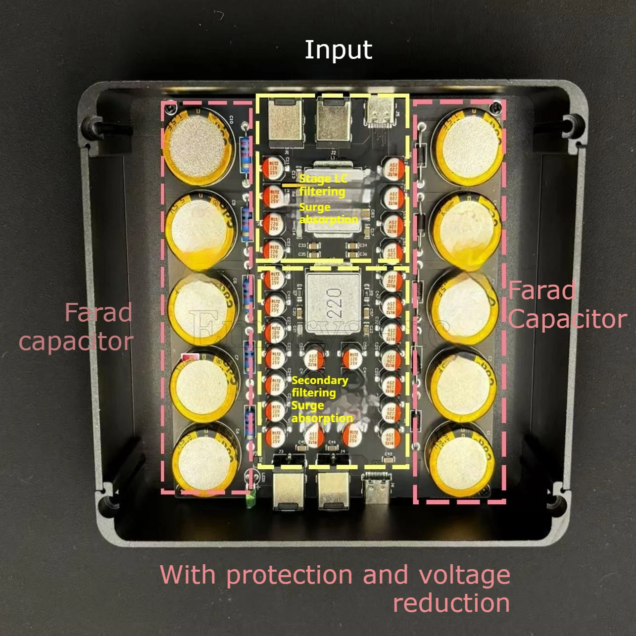 

HiFi DC Power Filter with Farad Supercapacitor, Linear Power Supply Companion for DAC, NAS, Daphile, Digital Streamer, Car Audio