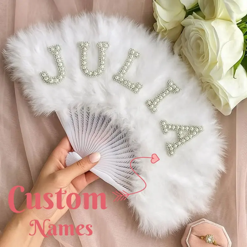 1PC Personalized Fan,Elegant Bridal Wedding Fan,Vintage Folding Fan,Boho Bride Accessory,Unique Bridesmaid Gift,Photo Prop