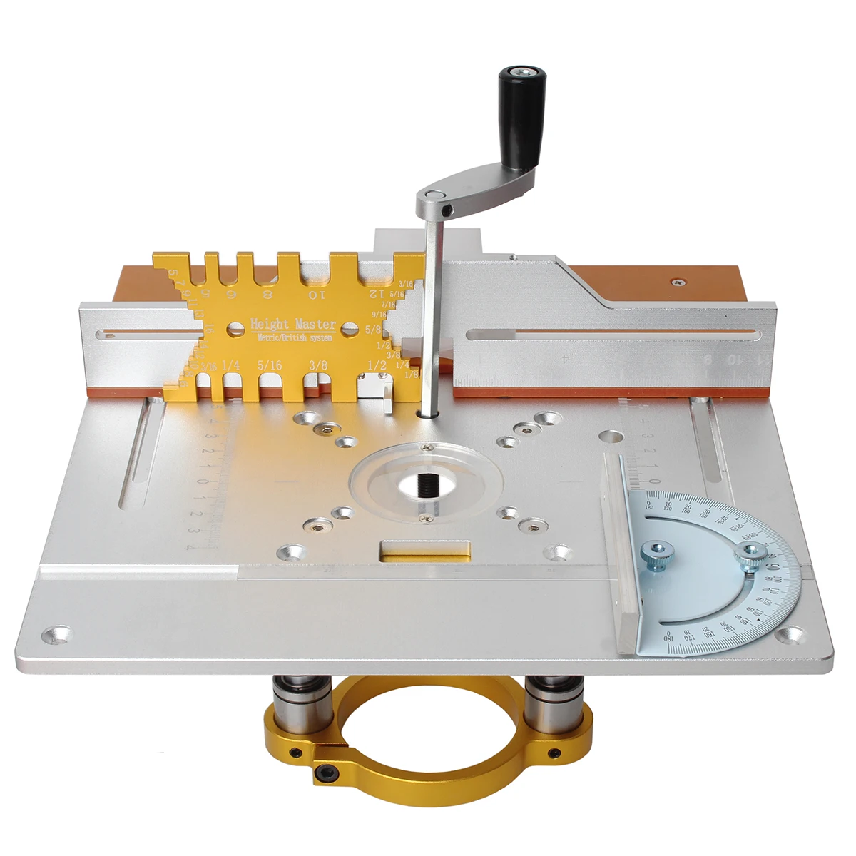 Placa de inserción de mesa de enrutador + dispositivo de elevación, tablero abatible de fresado de madera eléctrico con juego de guía de calibre de