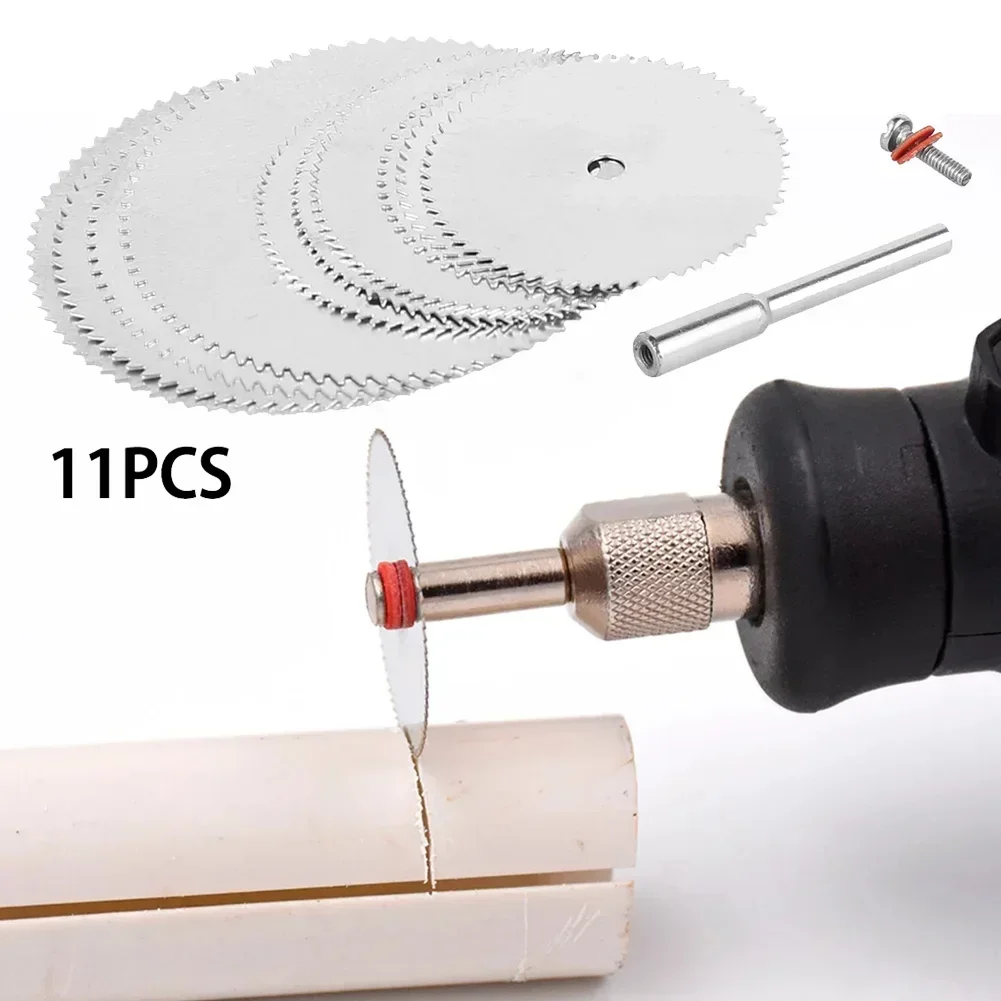 11 ชิ้น/เซ็ตมินิตัดไม้โลหะ Cutte ใบเลื่อยวงเดือนสําหรับ Dremel Power ROTARY เครื่องมือ 22 มม./25 มม./32 มม.ใหม่