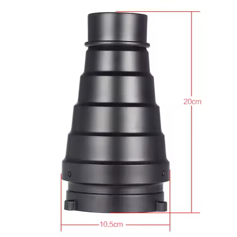 Metal Conical Snoot for Mount, Grid &amp; Color Filter for Studio Flash Lighting