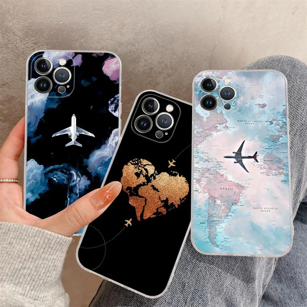 Coque de téléphone Geography Travel Fly, coque Funda pour iPhone 15, 14, 11, 12, 13, Mini, Pro, XS, Max, 6, 7, 8, Plus, X, Poly SE, 2020