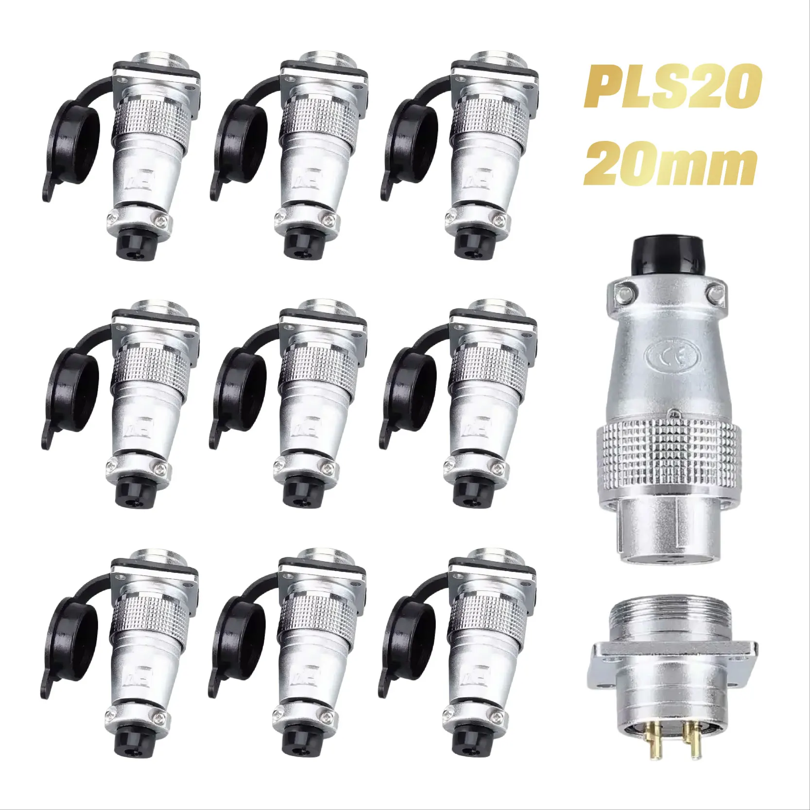 PLS20 Aviation Plug Socket 2/3/4/5/6/7/8/9/10/12 Pin Male Female Docking Connector Opening Diameter 20mm