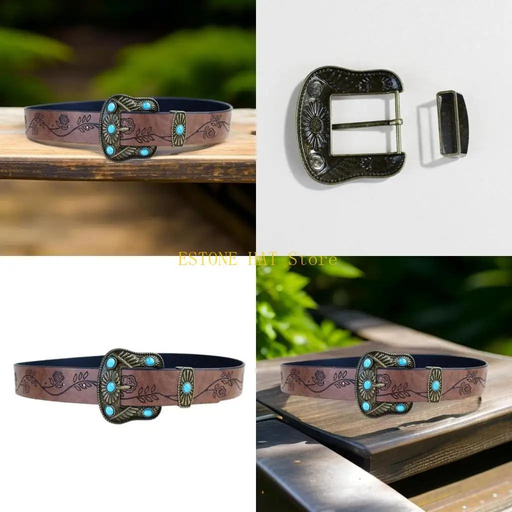 49MF Carved Belt Buckle Western Styles Belt Buckles for 3.8cm Width Belt Accessories