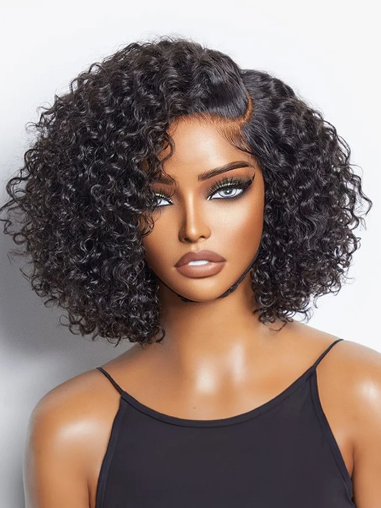 

Короткие парики 4x4 с водной волной, кудрявые парики-боб из 100% натуральных человеческих волос, 13x4, с предварительно нарезанным кружевом, готовые к носке, глубокая волна, безклеевые парики для женщин