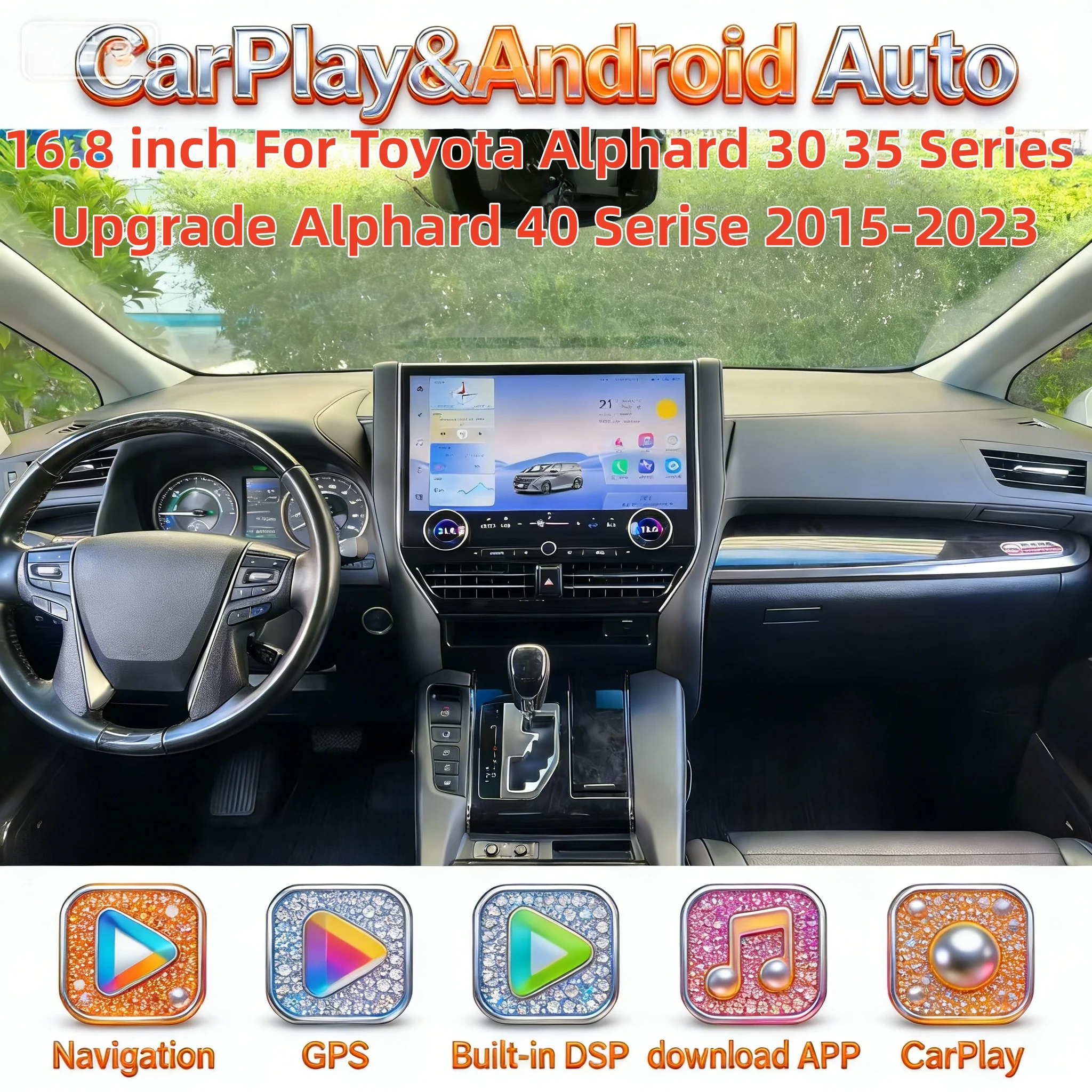 Multimedia Android13 Wireless CarPlay For Toyota Alphard 30 35 Series Upgrade Alphard 40 Serise 2015-2023 Navigation Head unit