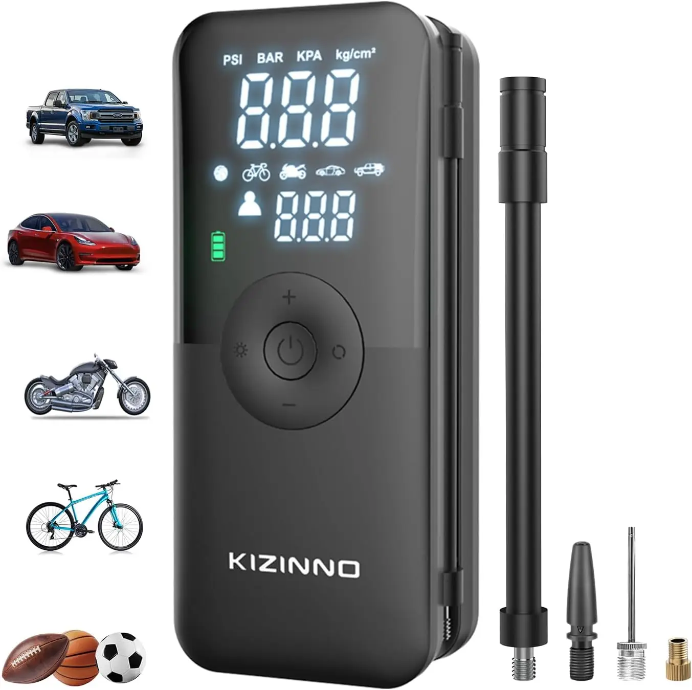 

Portable Tire Inflator 150PSI Cordless Air Pump with Digital Gauge, Fast Inflation & Deflation - Black