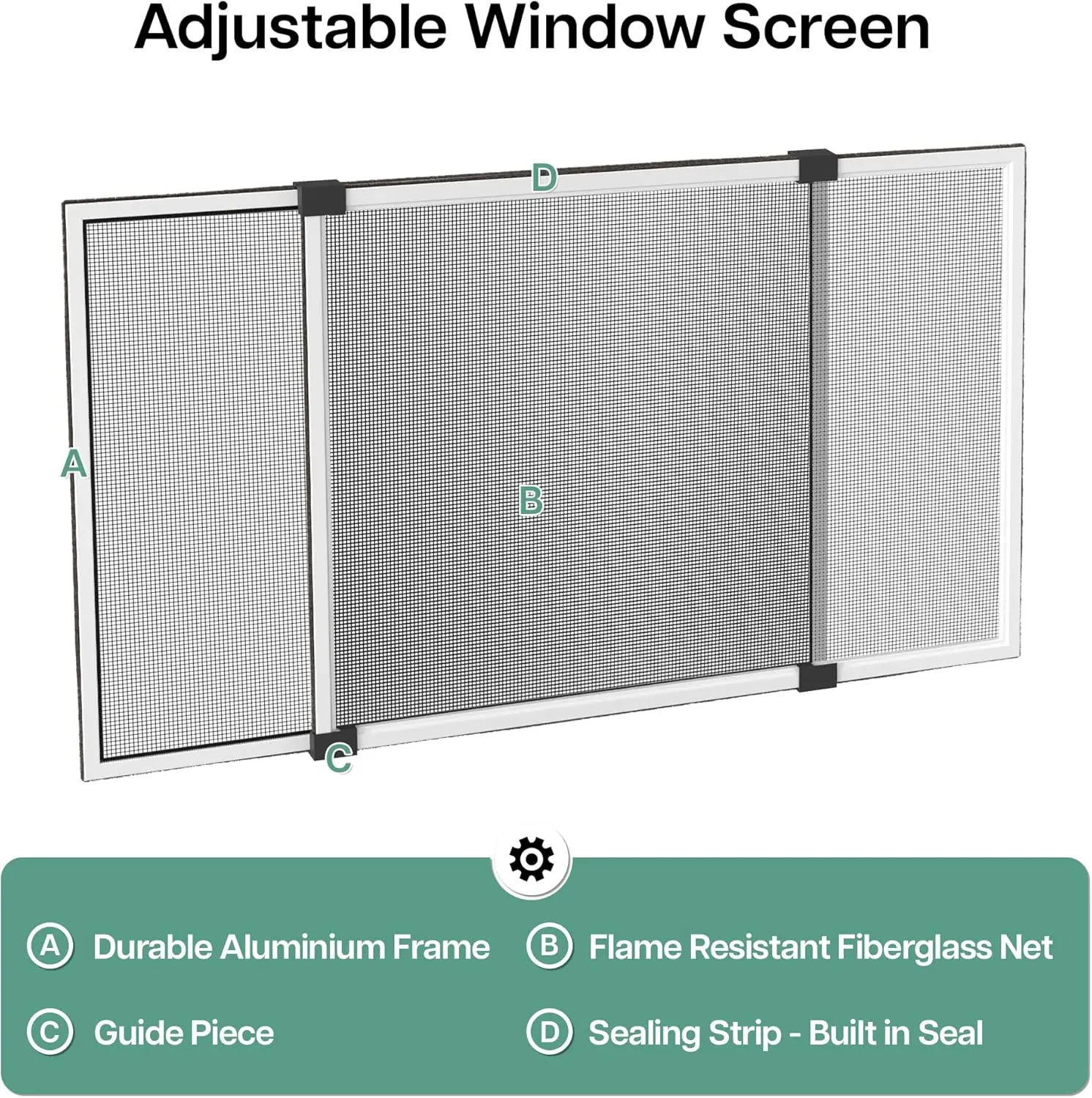 Expandable Window Screen, 2 Way Adjustable, Perfect Replacement Screen for Windows, Door