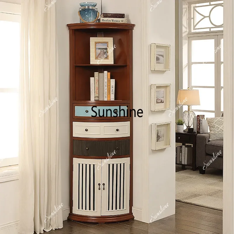 Living room triangle cabinet painted against the wall corner cabinet retro living room solid wood corner cabinetTJ