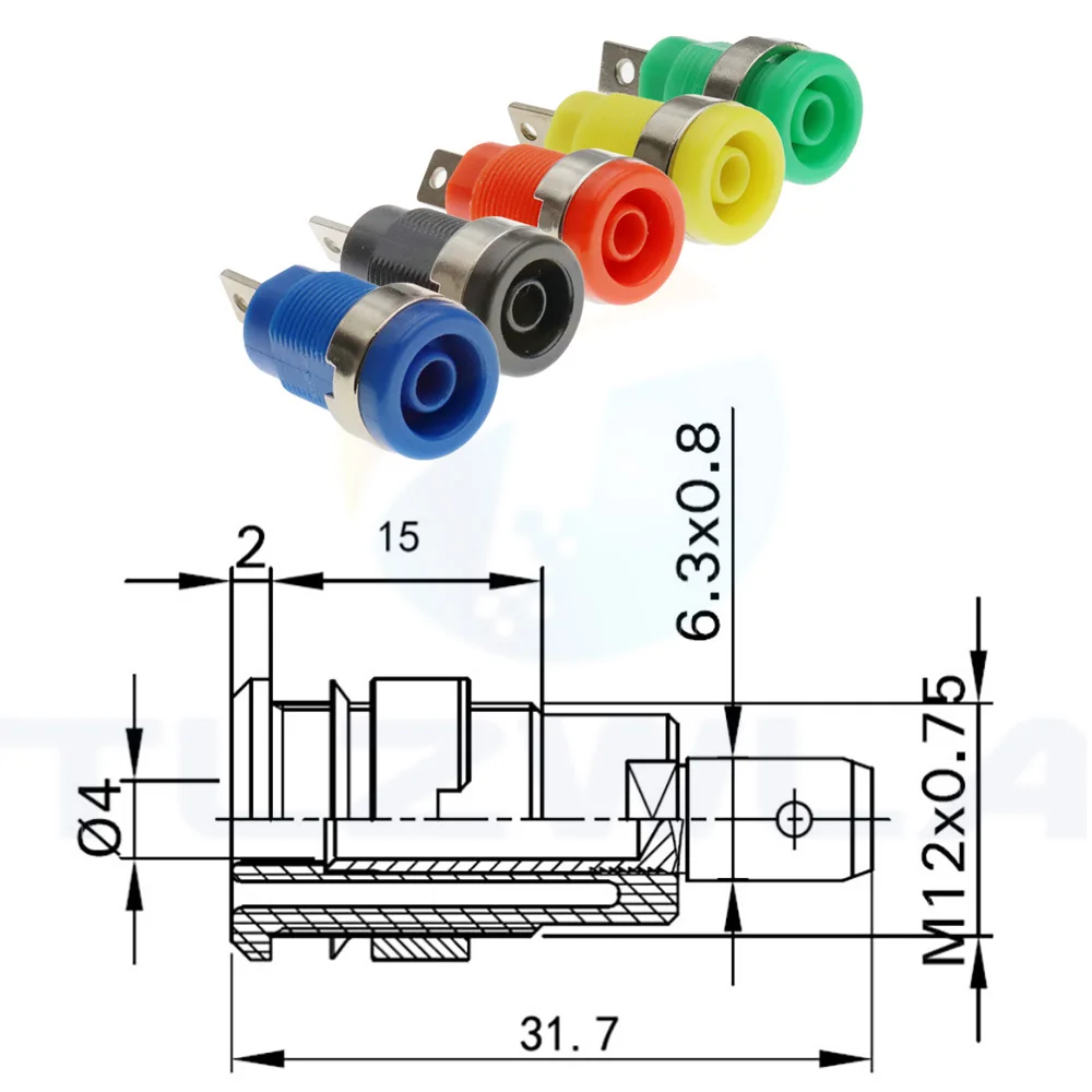 Enchufes Banana de 4MM para multímetro, conector de cable hembra, 5 colores cada uno, 1 unidad