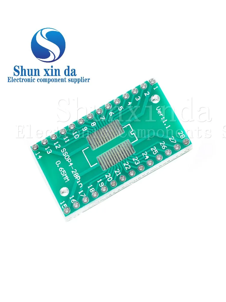 10PCS SSOP28 TSSOP28 SOP-28 SOP28 to DIP28 Transfer Board DIP Pin Board Pitch IC Adapter plate Conversion board 0.65/1.27mm