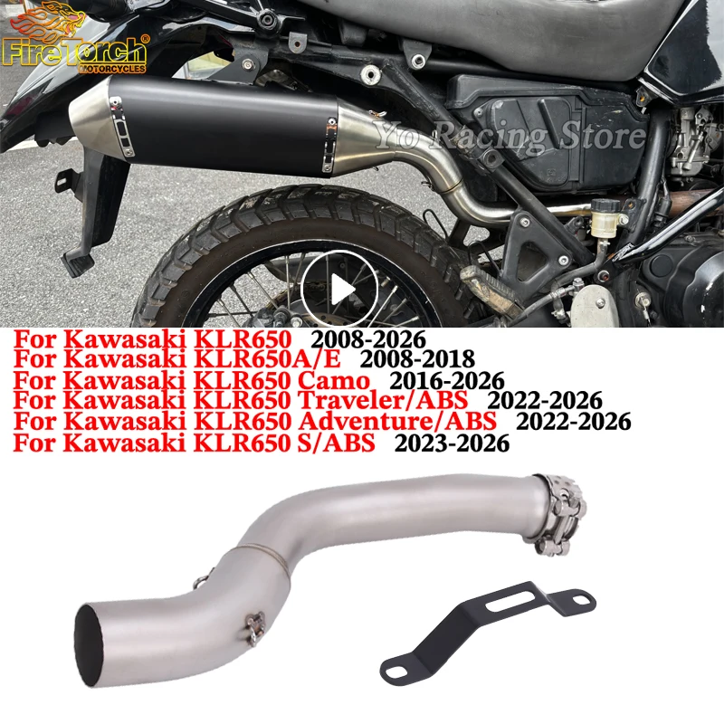 

Slip On For KAWASAKI KLR 650 KLR650 2008 - 2018 Motorcycle Exhaust System Muffler Mid Link Pipe Escape Moto Connect 51MM Muffler