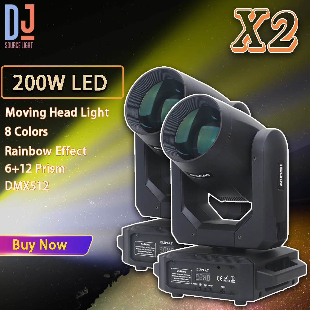 2Pcs/lot LED Moving Head Light 200W Beam+Spot+6+12 Rotating Prisms Dj Dmx Stage Light Party Effect Light Disco Dj Bar