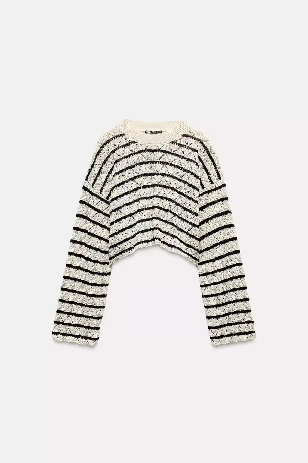 

Women's Casual Stripe Hook Knitted ort Top 2024 Spring Polyester Fiber Long Sve Low round Ne Regular Length
