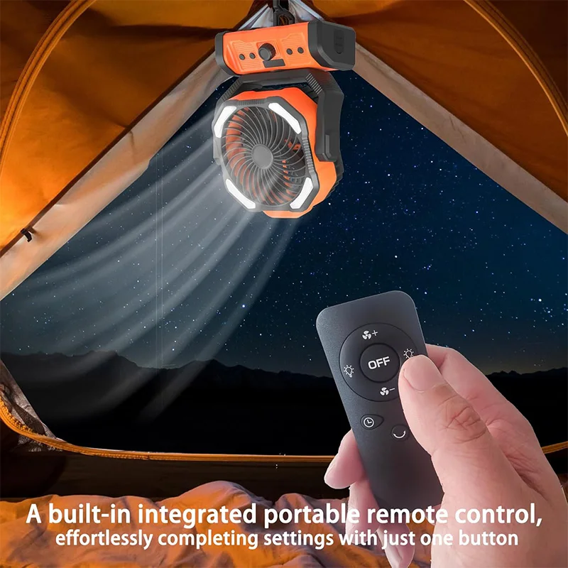 Portable Camping Fan 20000mAh Battery Operated Ceiling Tent Desktop Fan USB Rechargeable Camping Outdoor Fan With Power Bankprom