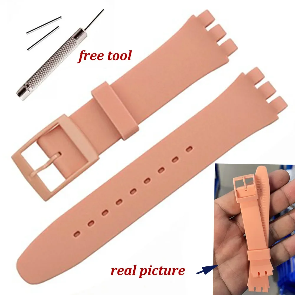 Strap for Swatch 19mm Soft Silicone Bracelet Women&Men Colorful Watchband 19 20 16 17mm for Swatch Watch Band Accessory WithTool