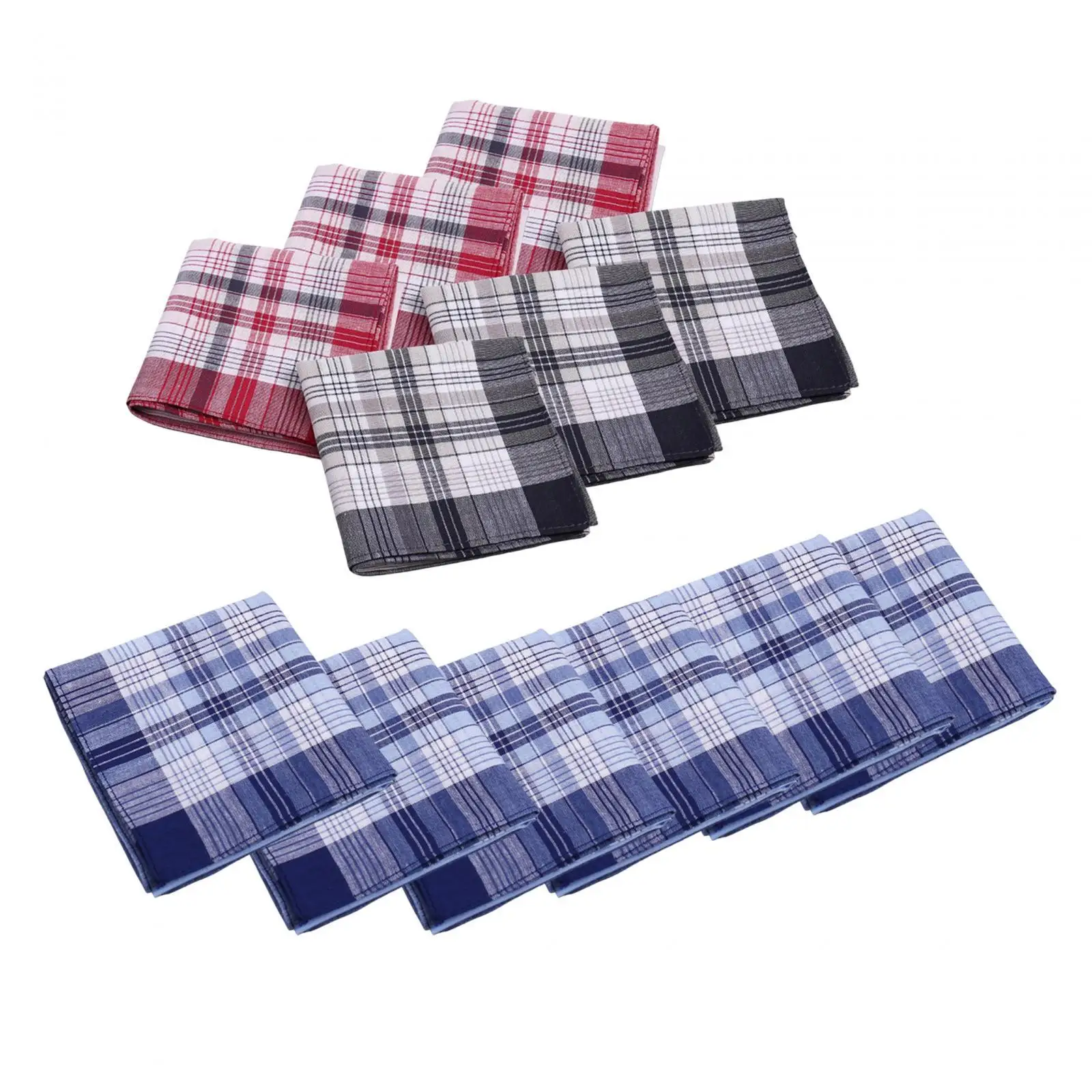 Vintage Style Men Cotton Hankies Plaid Pocket Square Handkerchief Kerchief for Suit Wedding Party Father Grandpa Gift
