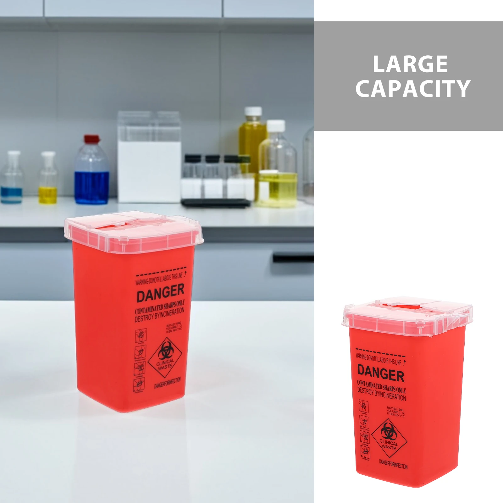 5 قطعة صندوق التخلص من الأدوات الحادة للوشم أسود متين بسعة كبيرة حاوية نفايات إبرة لمحلات الوشم وصالونات التجميل المحمولة #5