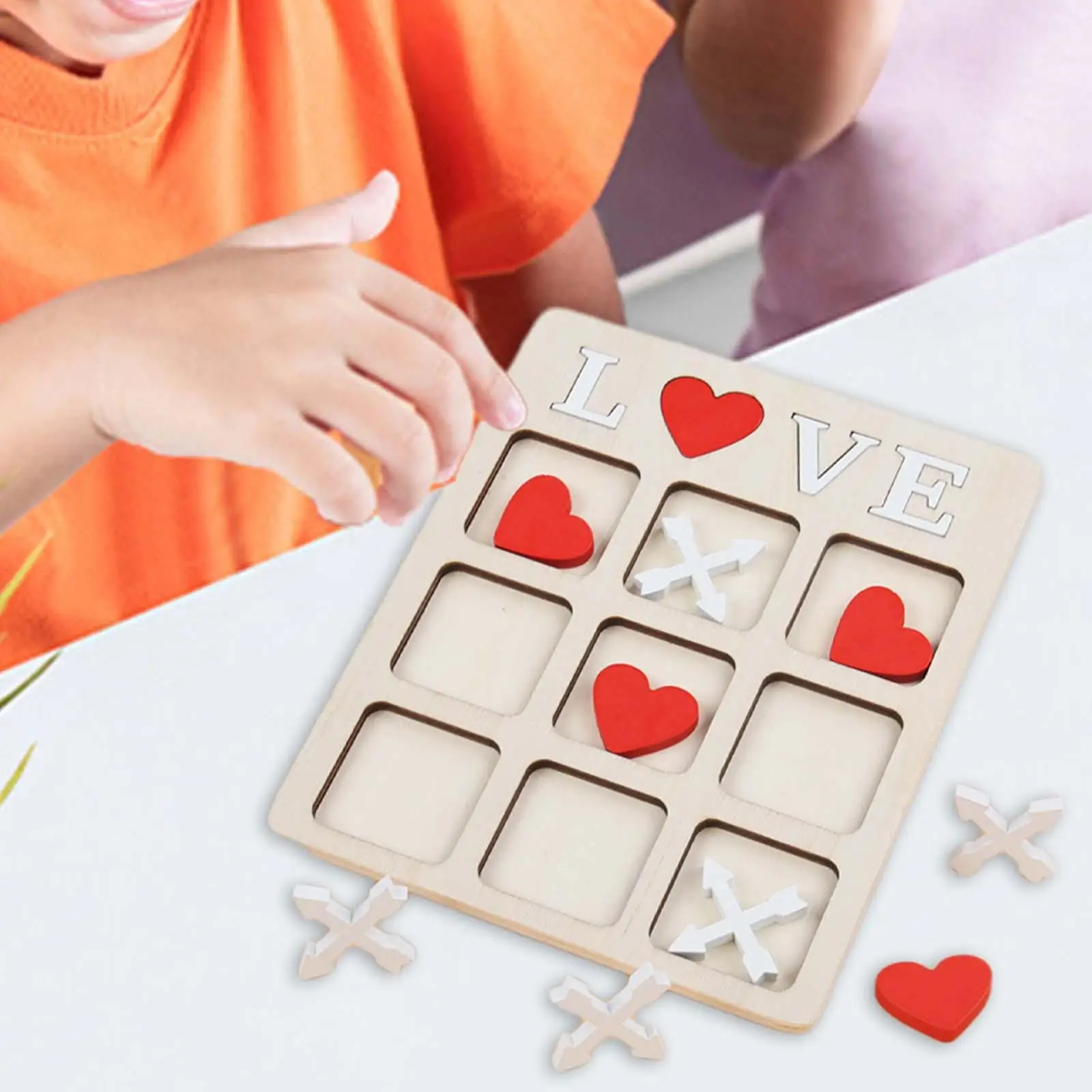 Wooden Tic TAC Toe Game Table Games Coffee Table Decor Desk Toy Decorative for Kids Adults Friends Families Party Favors Office