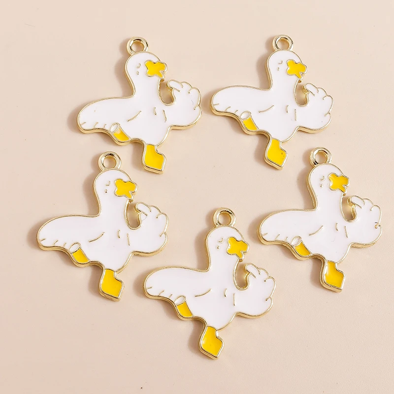 

20pcs 22x25mm Cartoon Animal Charms Enamel Duck Charms Pendants for Jewelry Making Earrings Necklaces Bracelets DIY Accessories