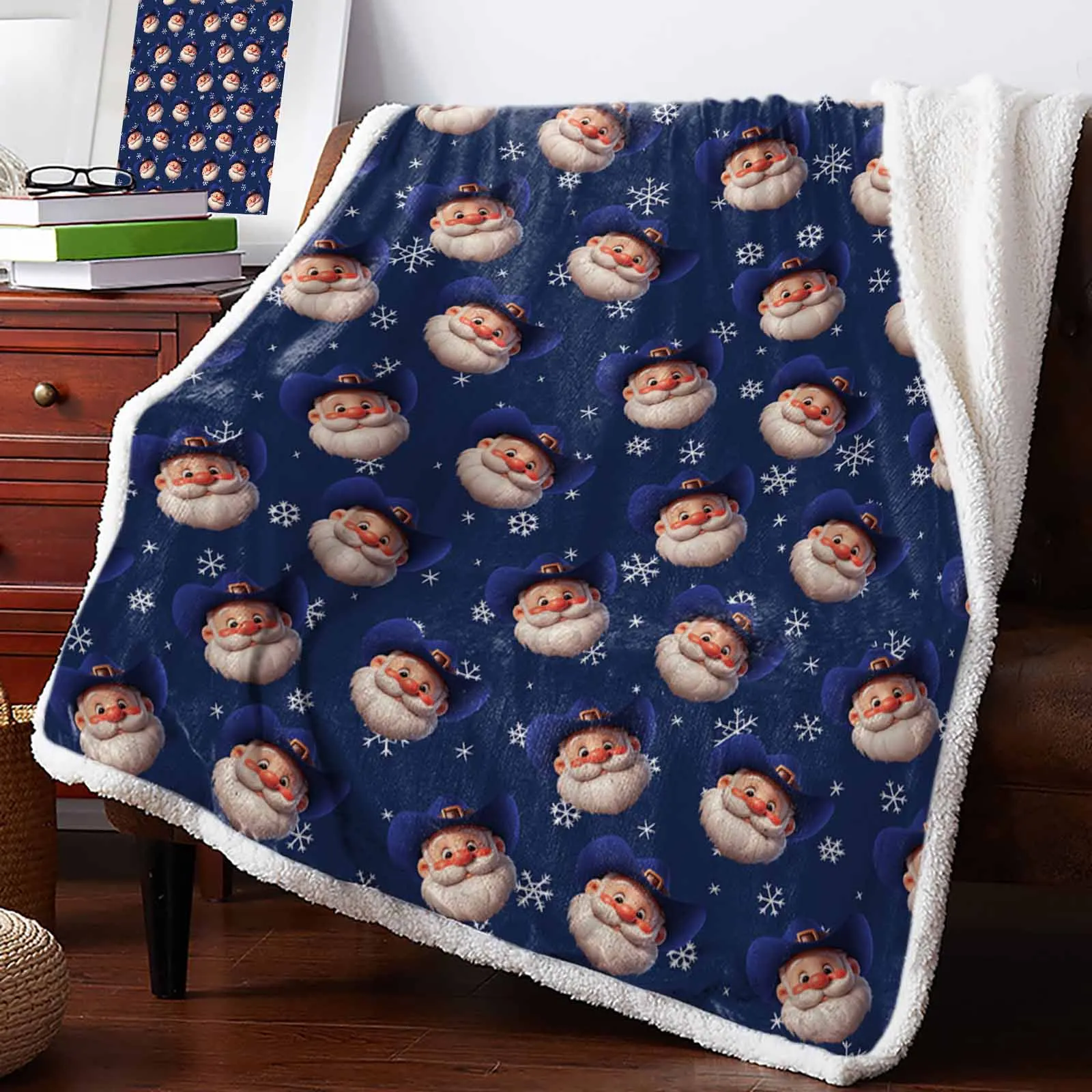 

Western Christmas Cowboy Santa Claus Cashmere Blanket Warm Winter Soft Throw Blankets For Beds Sofa Wool Blanket Bedspread