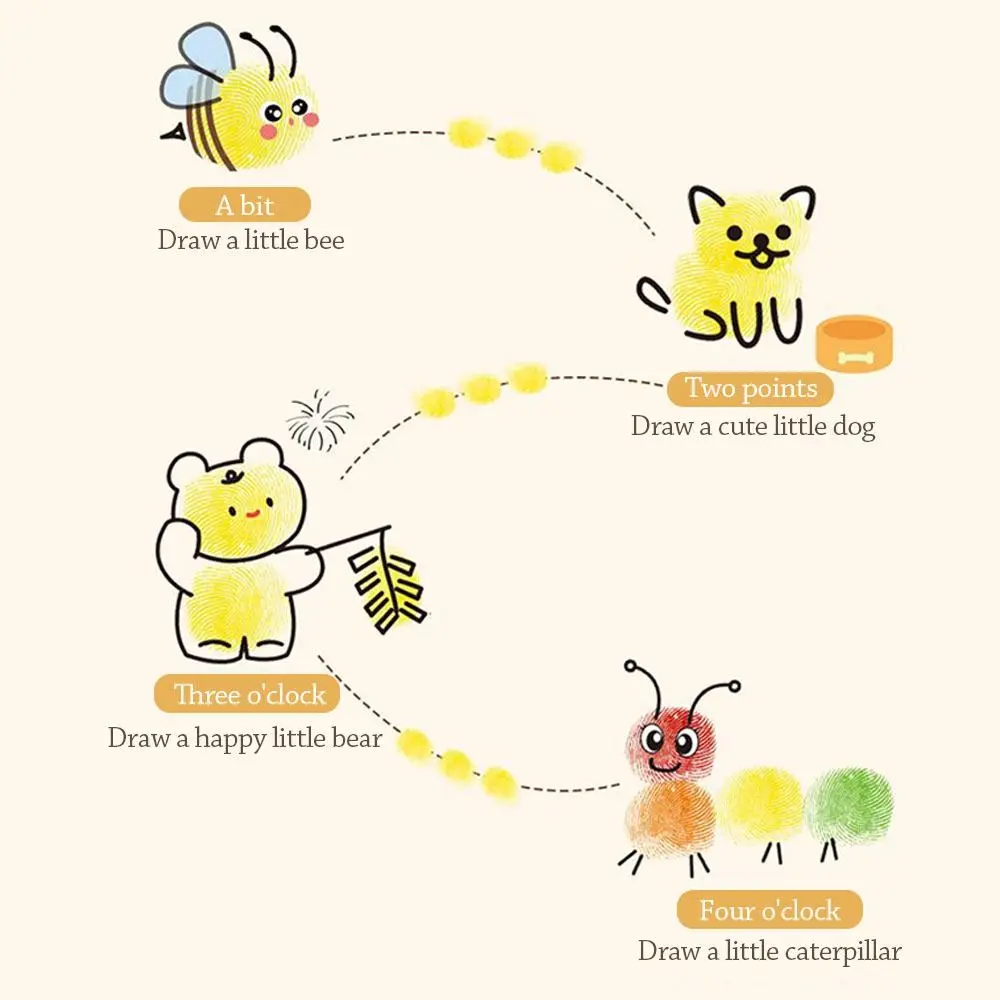 12/24 لون مجموعة الطلاء الاصبع دهان داي مونتيسوري تعلم إصبع طباعة الحبر لعبة كتب التلوين الكرتون نمط خربش كتاب
