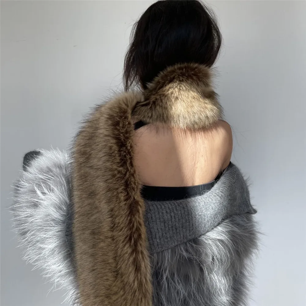 Sweet and cool millennial spicy girl style imitation fox fur long warm scarf imitation fur thickened fashionable fur scarf