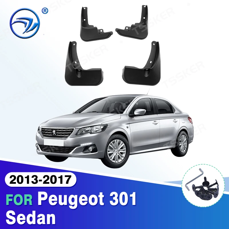 4Pcs Car Front Rear Fender Flares Splash Guards Mud Flaps Mudguards for Peugeot 301 Sedan 2013 2014 2015 2016 2017 Mudflaps