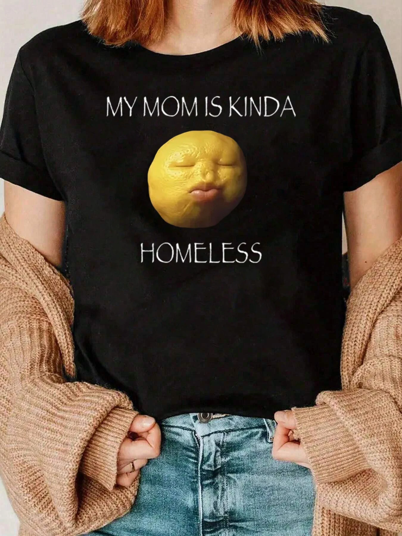 Koszulka damska z nadrukiem cytryny, odzież codzienna, 220g