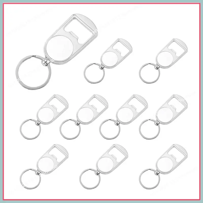 N94R 10 Pcs Sublimation Blank Keychain Metal Bottle Opener Blank Key Ring Heat Transfer Rectangular Sublimation Keychain